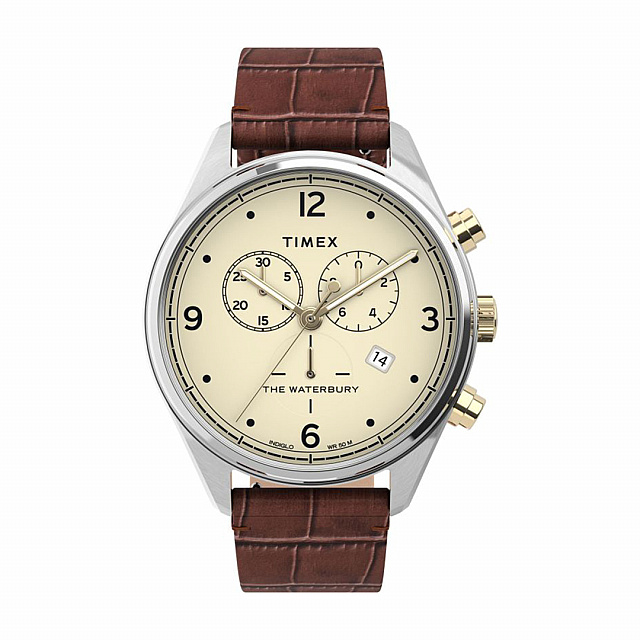 Waterbury Traditional Chronograph 42mm Leather Strap...